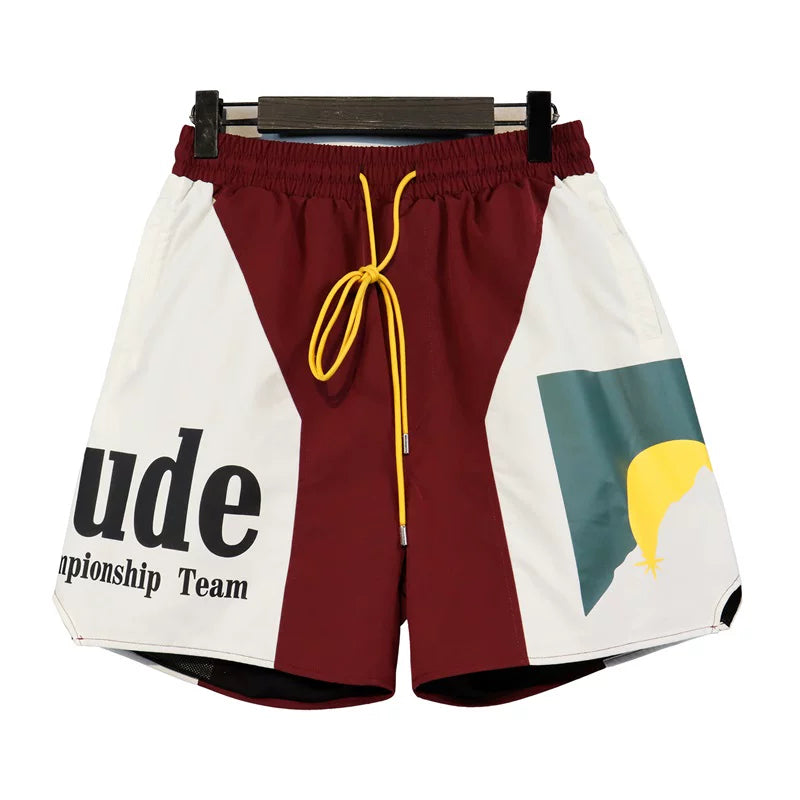 RHUDE Sunset Logo Color Block Casual Sports Shorts