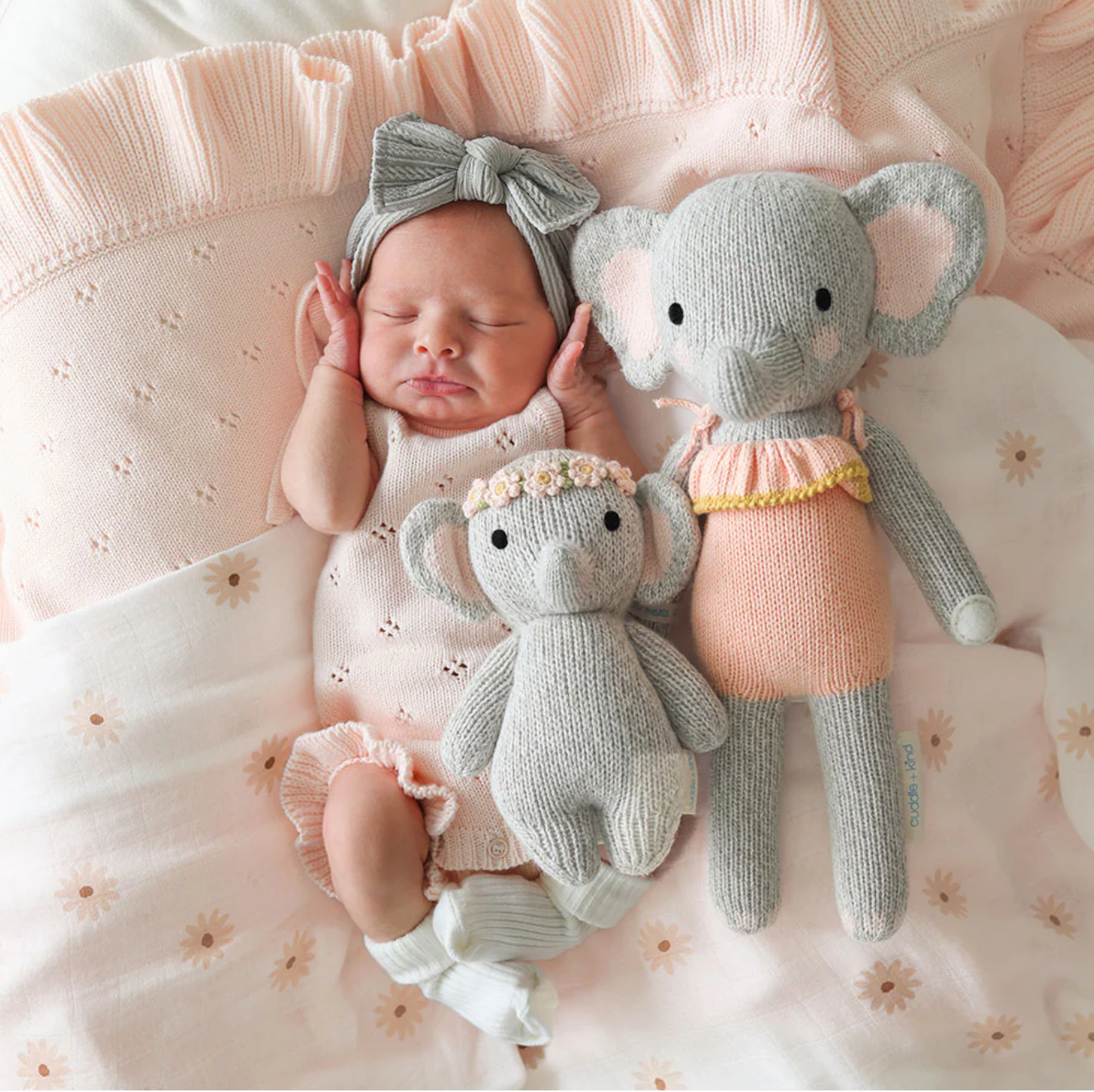 Cuddle + Kind Baby Elephant (Blush Floral Crown)