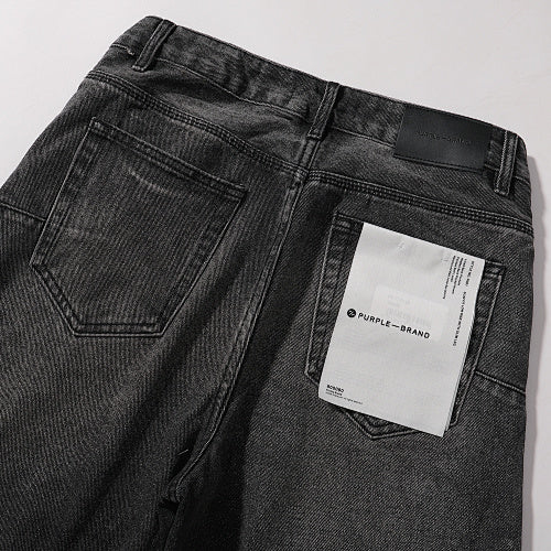 Purple Brand Men Grey Straight Wide Leg Jeans
