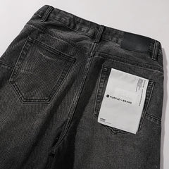 Purple Brand Men Grey Straight Wide Leg Jeans