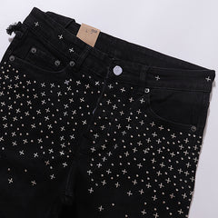 Ksubi Men Rhinestone Slim Fit Black Jeans