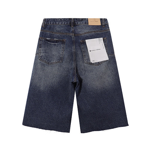 Purple Brand Men Dark Blue Denim Streetwear Shorts