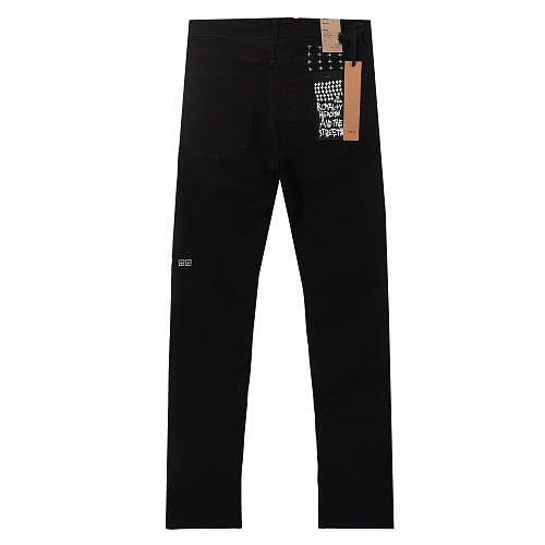 Ksubi Matte Black White Cross Embroidered Denim Jeans