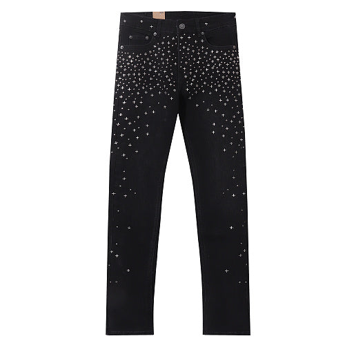 Ksubi Men Rhinestone Slim Fit Black Jeans