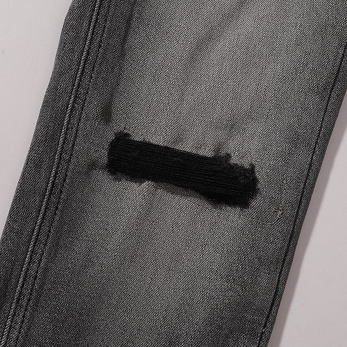 Ksubi Men Grey Distressed Slim Denim Jeans