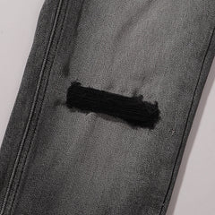 Ksubi Men Grey Distressed Slim Denim Jeans