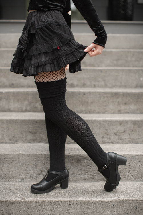 M45 Ribbed Thigh High with Roll Top