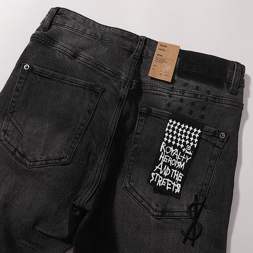 Ksubi Men Black Ripped Slim Denim Jeans