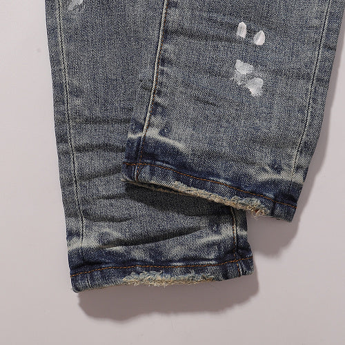 Purple Brand Men Paint Splatter Denim Jeans