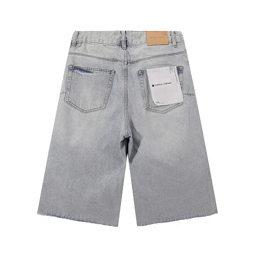Purple Brand Men Light Blue Distressed Denim Shorts