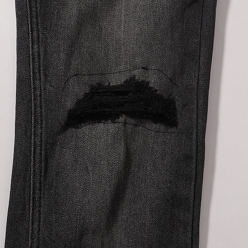 Ksubi Men Black Ripped Slim Denim Jeans