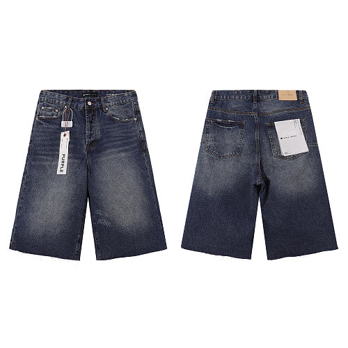 Purple Brand Men Dark Blue Denim Streetwear Shorts
