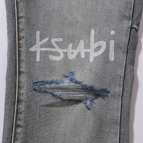 Ksubi Men Knee Distressed Slim Denim Jeans
