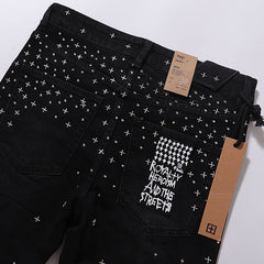 Ksubi Men Rhinestone Slim Fit Black Jeans