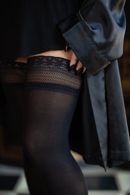 Vital Opaque Stocking with Stay Up Lace Top