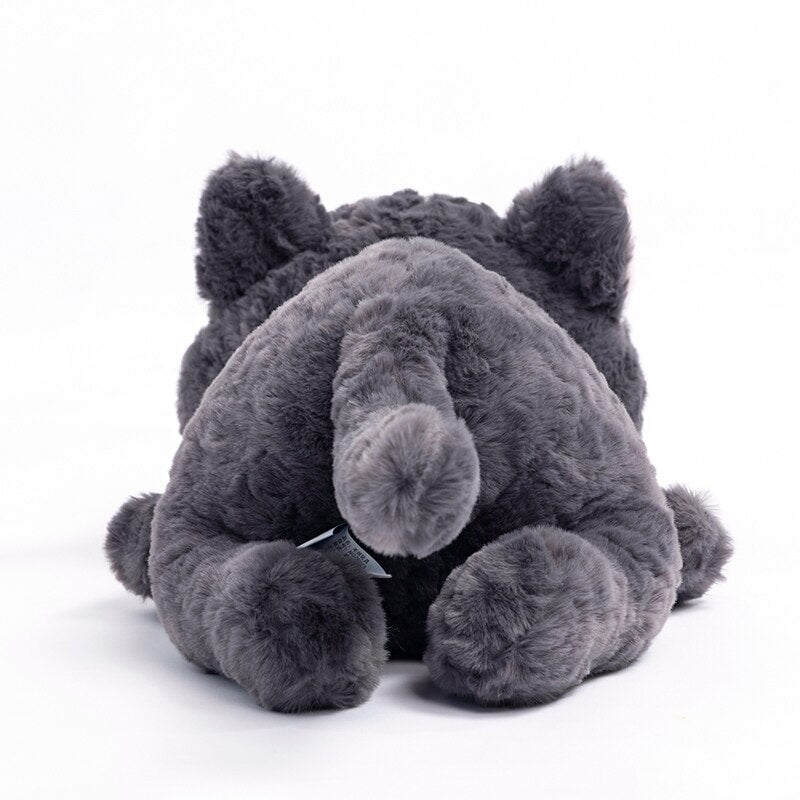 Jiji the Fluffy Black Cat Plushie Laying Down