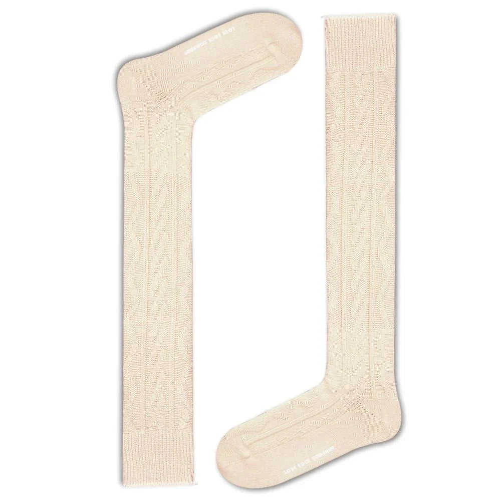 Premium Organic Cotton Knee High Socks - Non-Slip Fit for Boots - Ivory