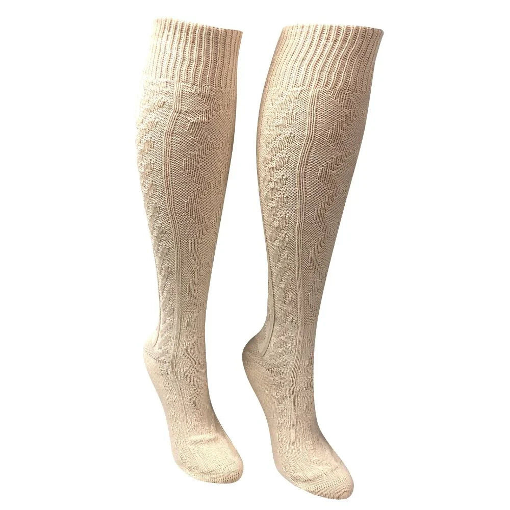Premium Organic Cotton Knee High Socks - Non-Slip Fit for Boots - Ivory