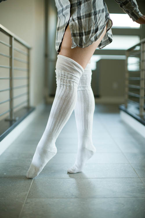 M45 Ribbed Thigh High with Roll Top