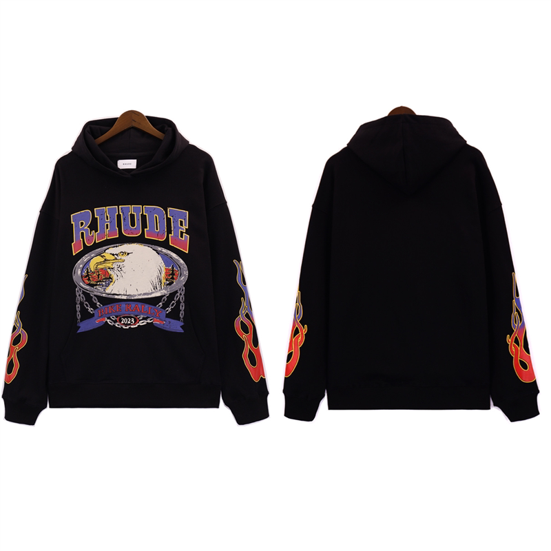 RHUDE American Streetwear Fleece Oversized Loose Hooded Pullover
