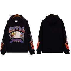 RHUDE American Streetwear Fleece Oversized Loose Hooded Pullover