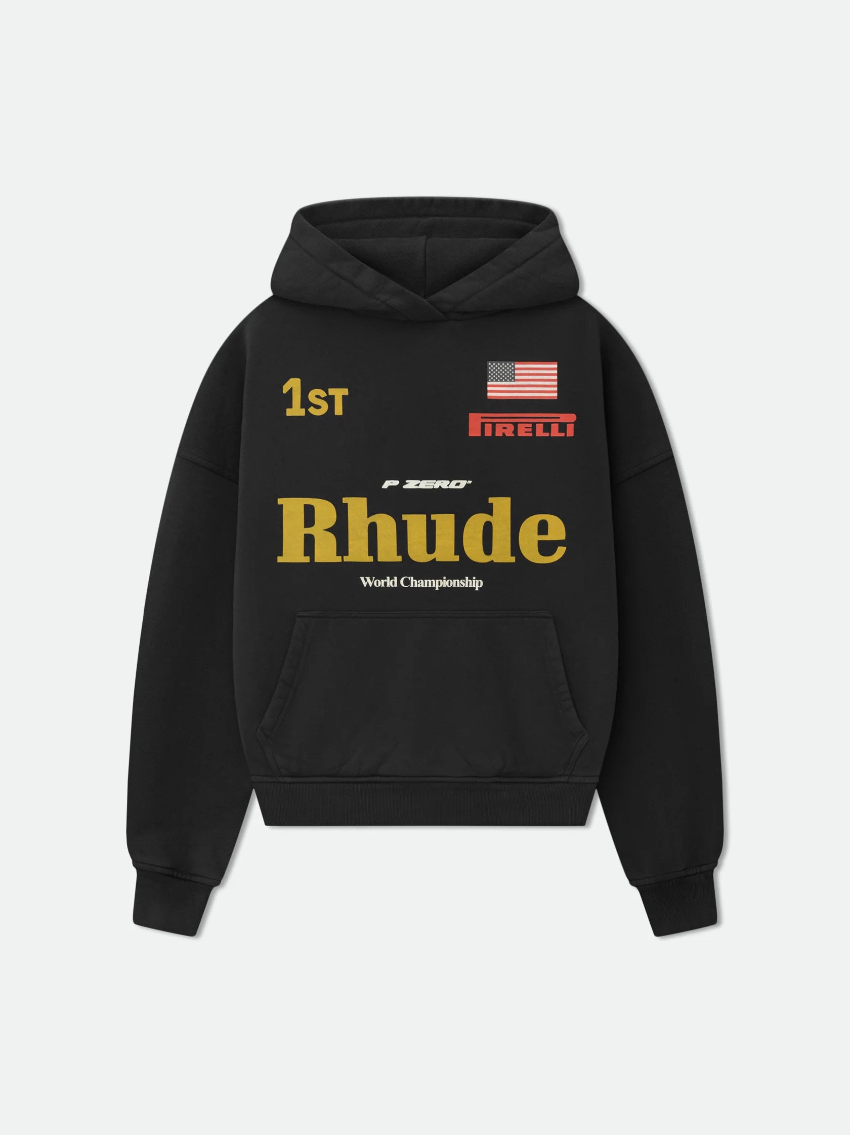 RHUDE American Vintage Letter Print Loose Hooded Sweatshirt