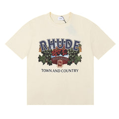 RHUDE American Retro Letter Print Loose Casual T-Shirt