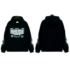 RHUDE American Vintage Letter Print Loose Hooded Sweatshirt