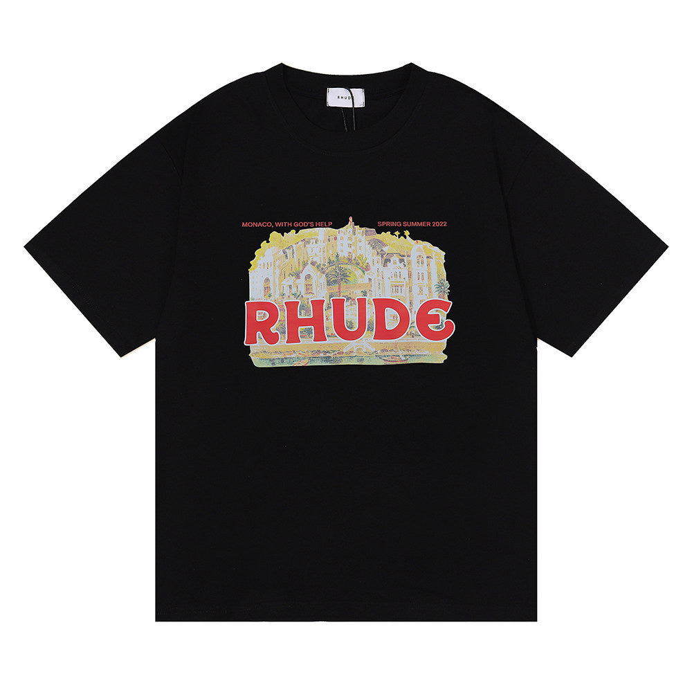 RHUDE American Vintage Graphic Printed Oversized Summer Tee