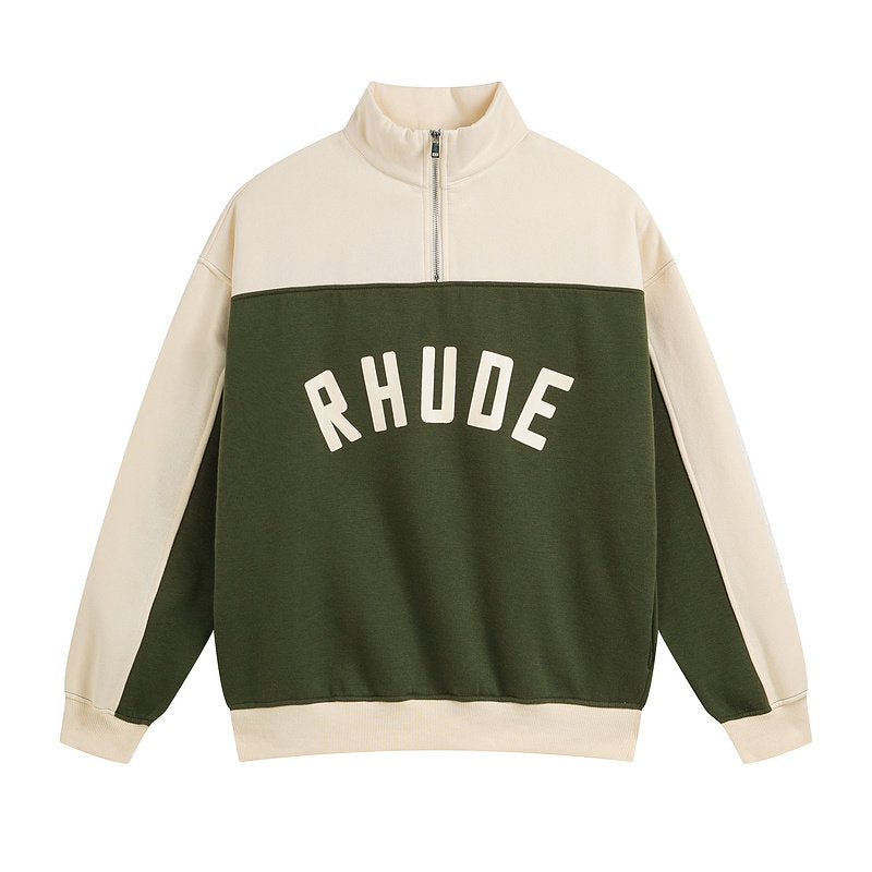 RHUDE Retro Color Block Half Zip Fleece Hoodie