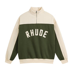 RHUDE Retro Color Block Half Zip Fleece Hoodie