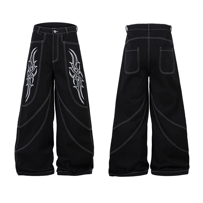 A knife thorn embroidery wide-leg pants
