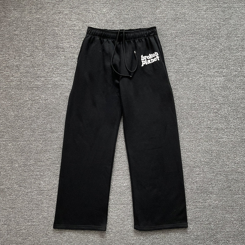 Broken Planet print straight-leg casual pants