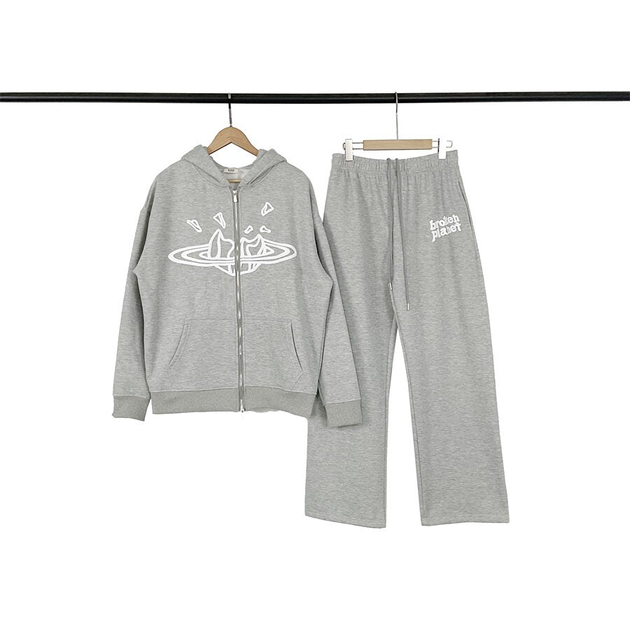 Broken Planet Puff Print Fleece Hooded Sweatsuit Set