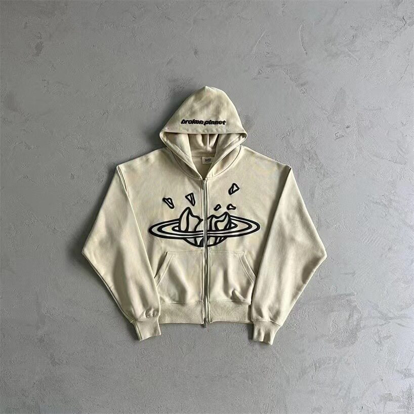 ZSIIBO Gothic Graphic Zip-Up Hooded Jacket