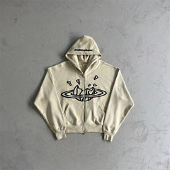 ZSIIBO Gothic Graphic Zip-Up Hooded Jacket