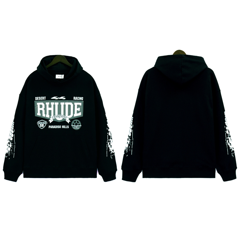 RHUDE American Streetwear Fleece Oversized Loose Hooded Pullover