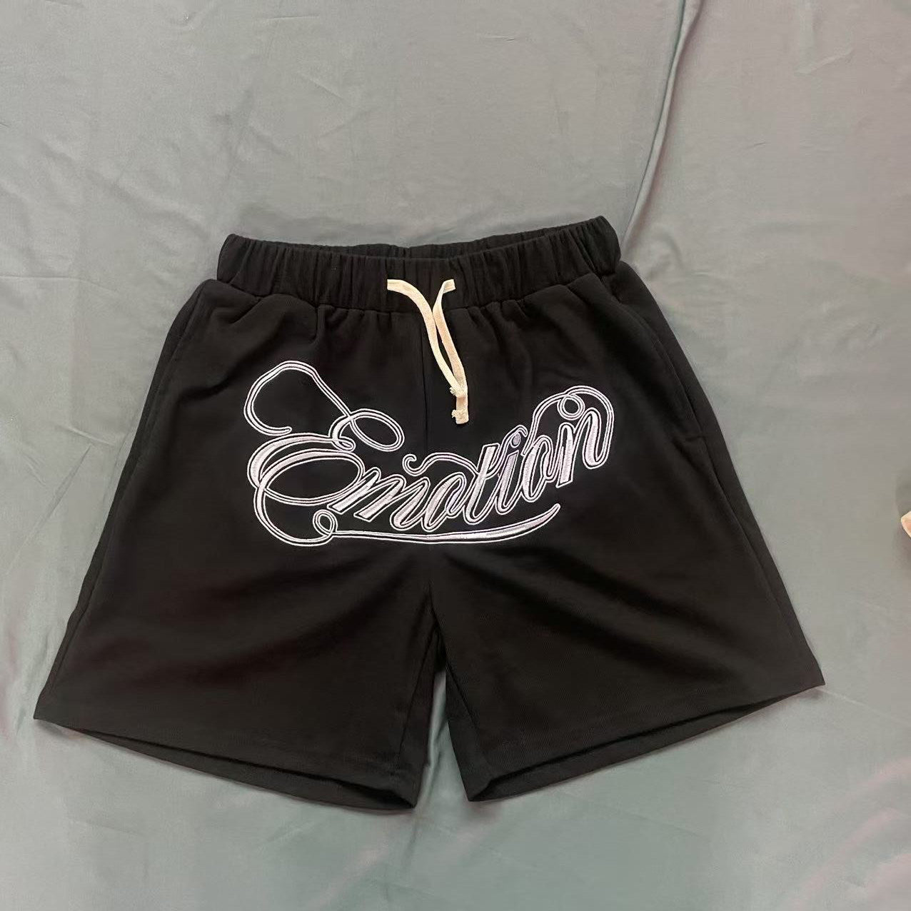 MIXED EMOTION Waffle Knit Embroidered Shirt Shorts Set