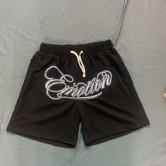 MIXED EMOTION Waffle Knit Embroidered Shirt Shorts Set