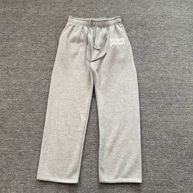 Broken Planet print straight-leg casual pants