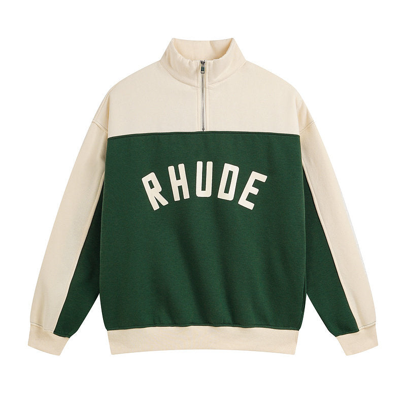 RHUDE Retro Color Block Half Zip Fleece Hoodie