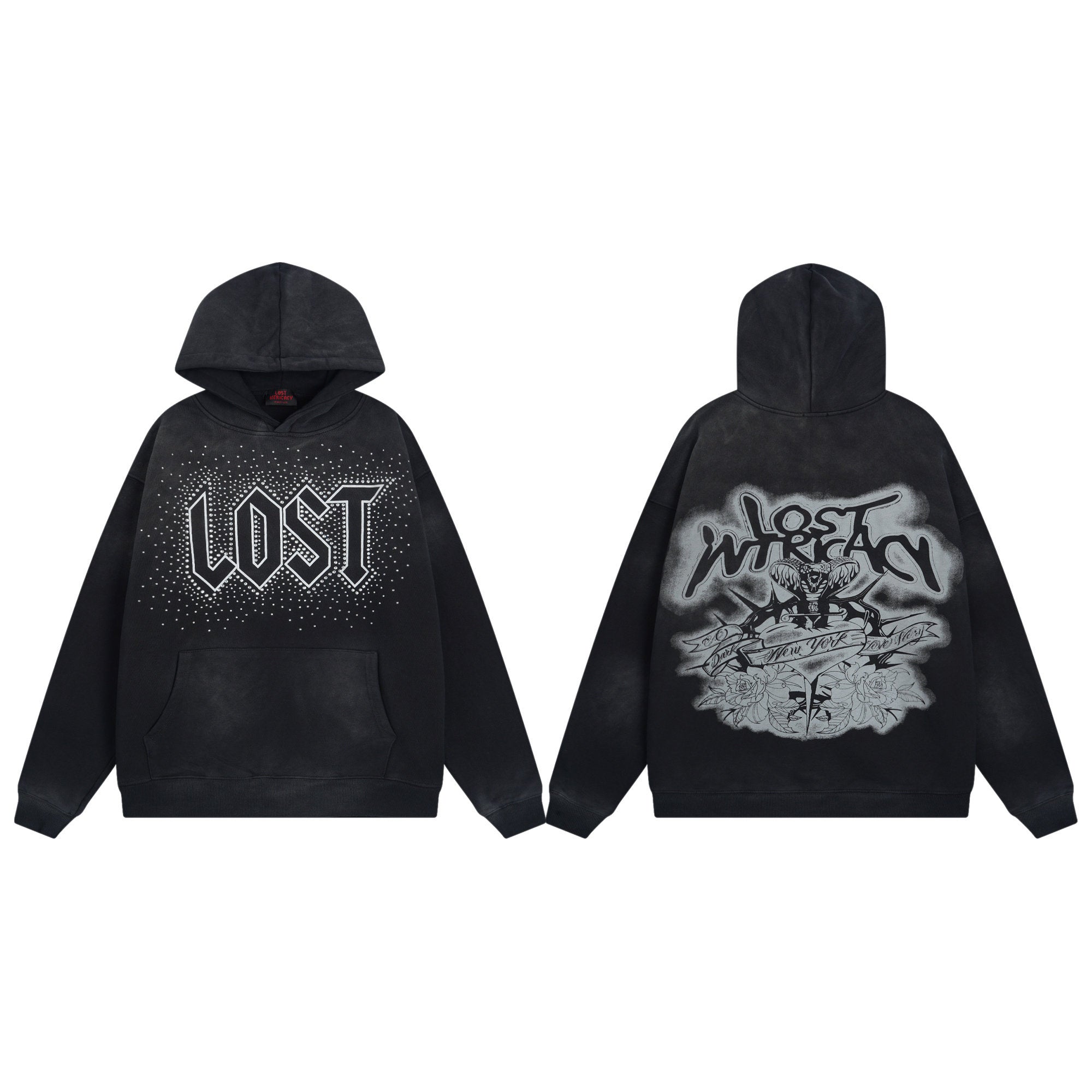 Lost Intricacy Casual Beaded Hole-Open Hoodie