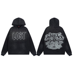 Lost Intricacy Casual Beaded Hole-Open Hoodie