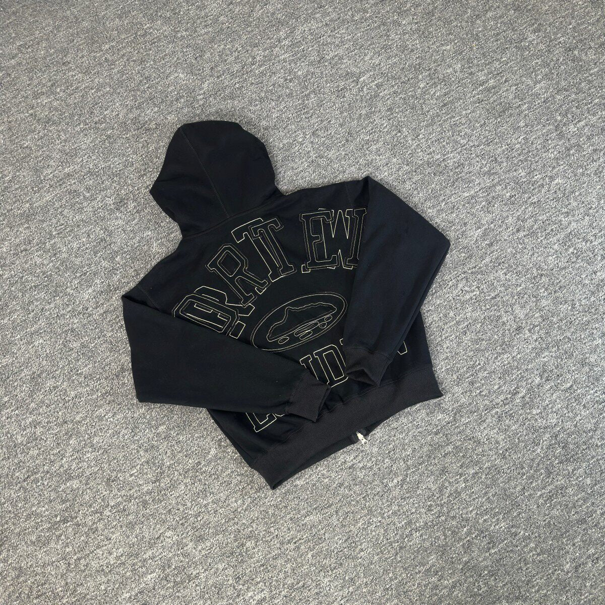 Corteiz Patchwork Embroidered Loose Fleece Hooded Shirt