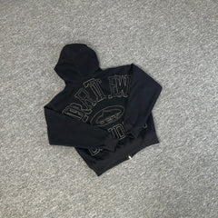 Corteiz Patchwork Embroidered Loose Fleece Hooded Shirt