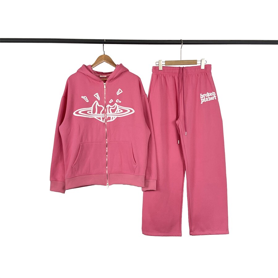 Broken Planet Puff Print Fleece Hooded Sweatsuit Set