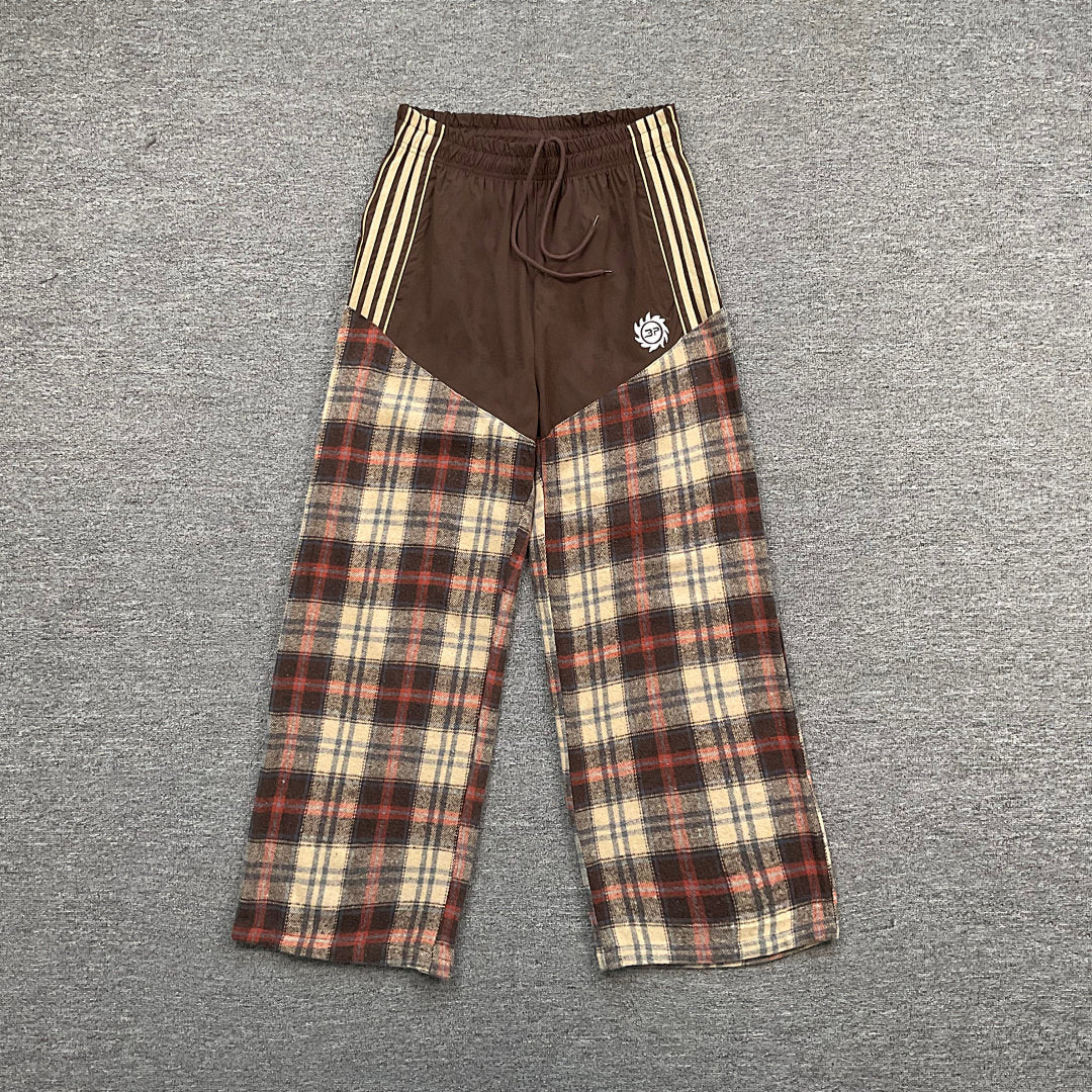 Broken Planet Contrasting Color Casual Striped Check Pants
