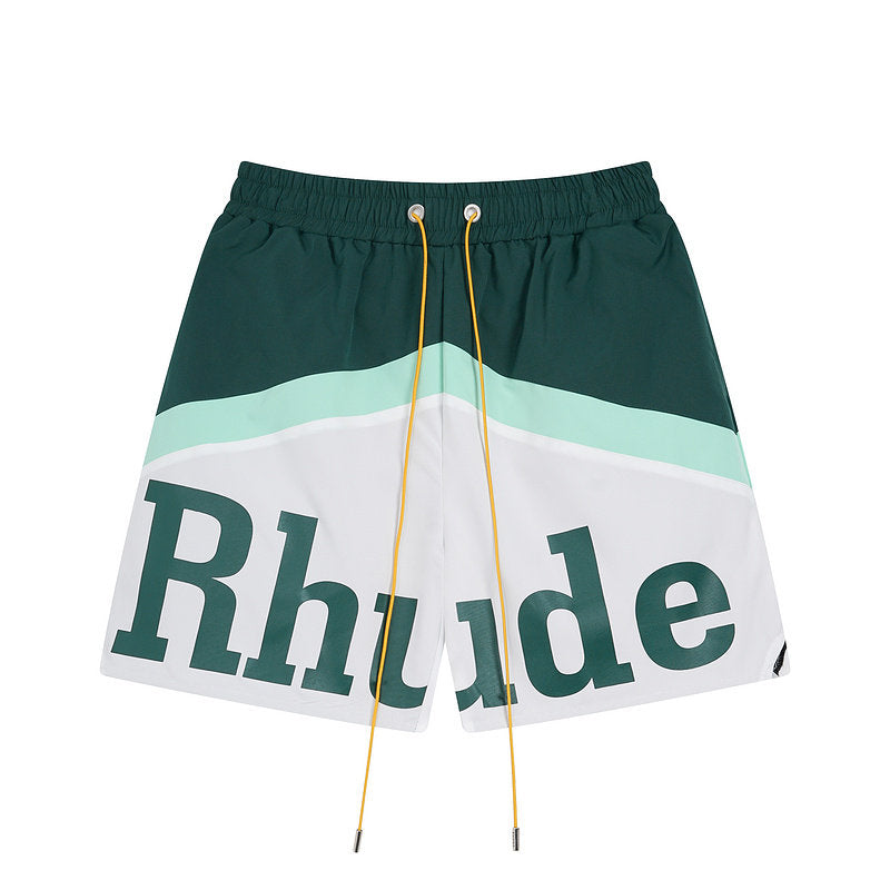 RHUDE Color Block Letter Print Quick Dry Shorts