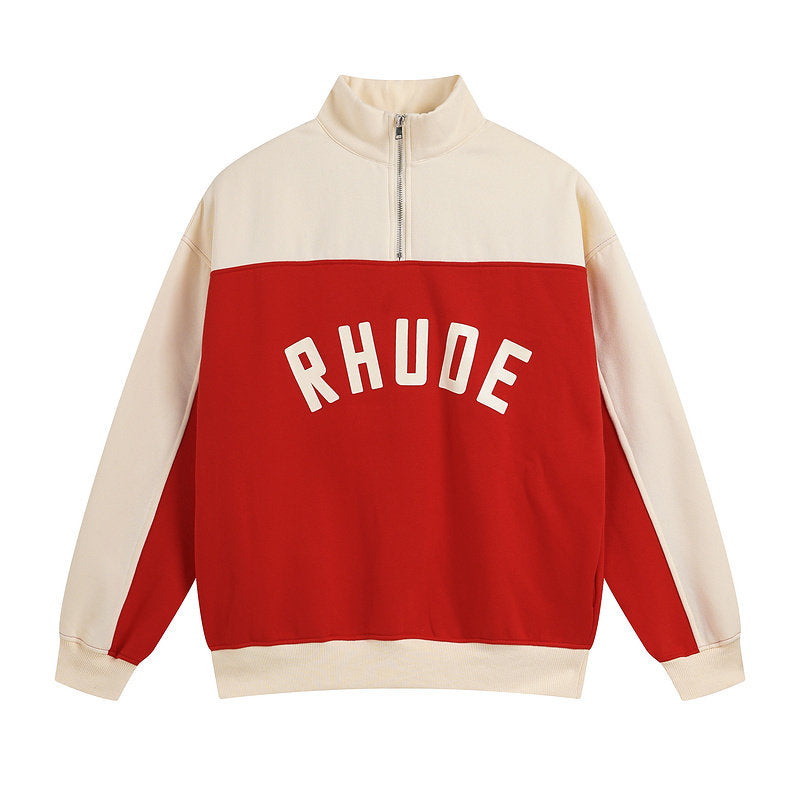 RHUDE Retro Color Block Half Zip Fleece Hoodie