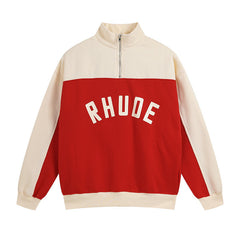 RHUDE Retro Color Block Half Zip Fleece Hoodie